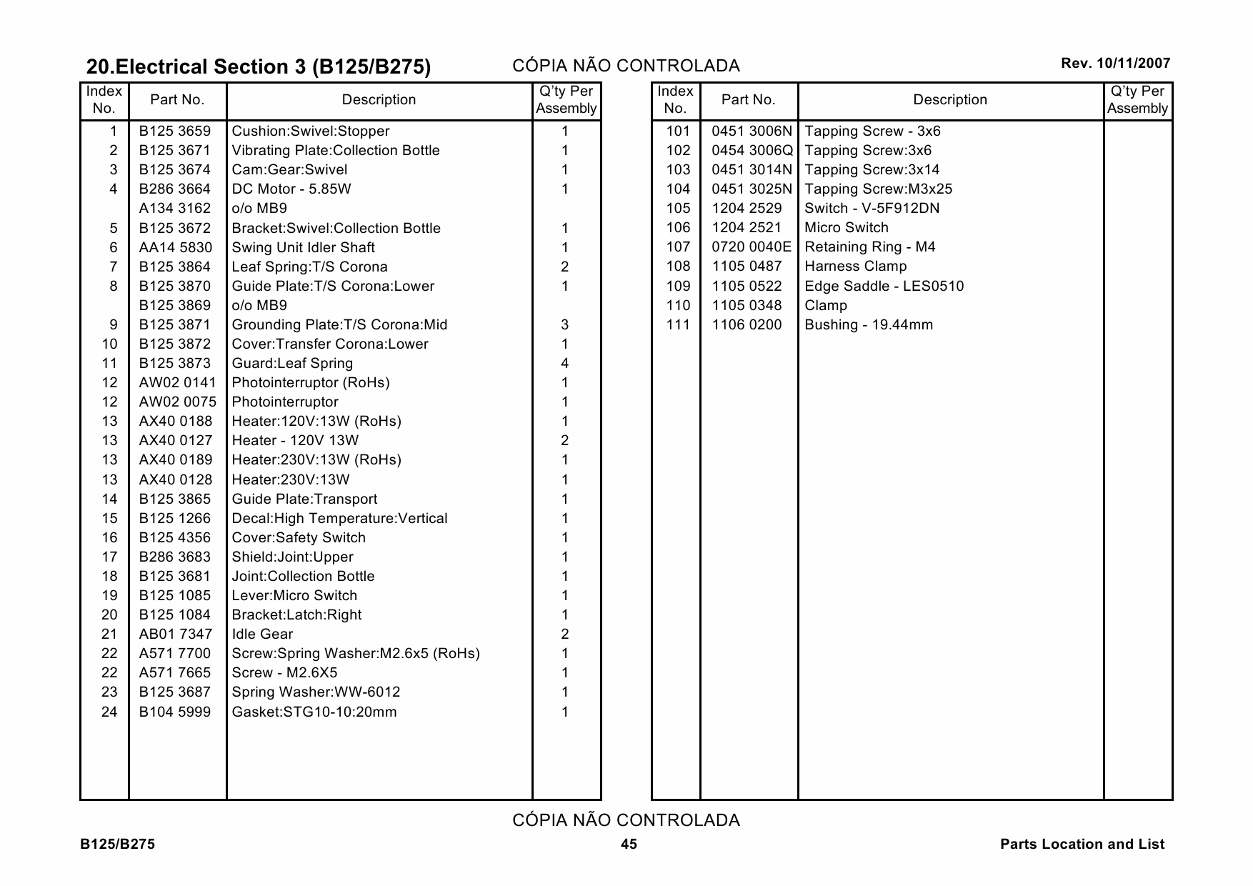 RICOH Aficio 240W B125 B275 Parts Catalog-5